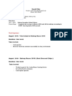 Sarah Fahy CV College PDF