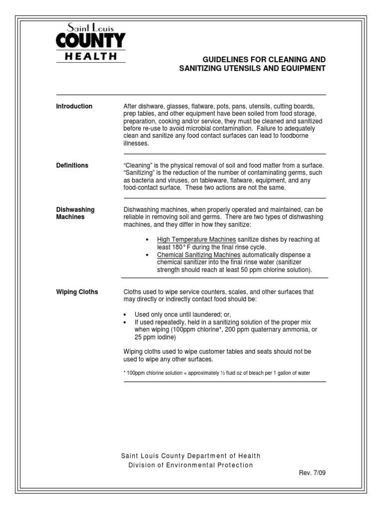 Cleaning and Sanitizing PDF Public Health Home