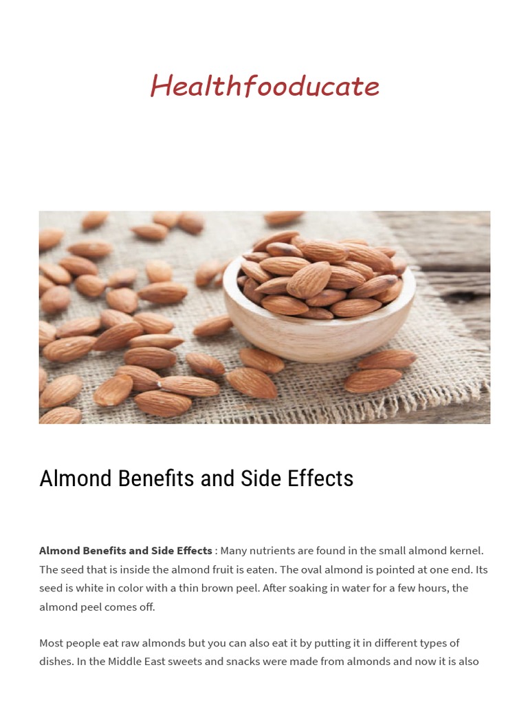 Almond Benefits and Side Effects PDF Almond Dietary Fiber
