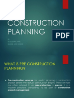 PRE Construction Planning: BY: de Guzman, Karl Ramos, Jade Nicole