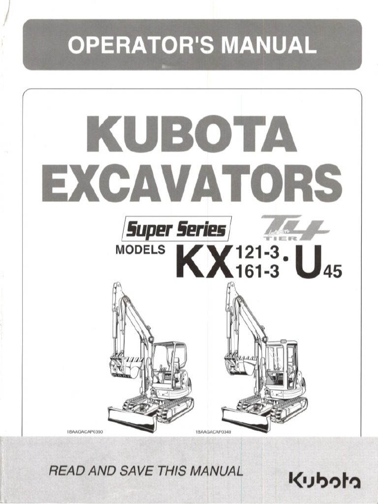 Kubota Kx121 3 And Kx161 3 Operator Manual