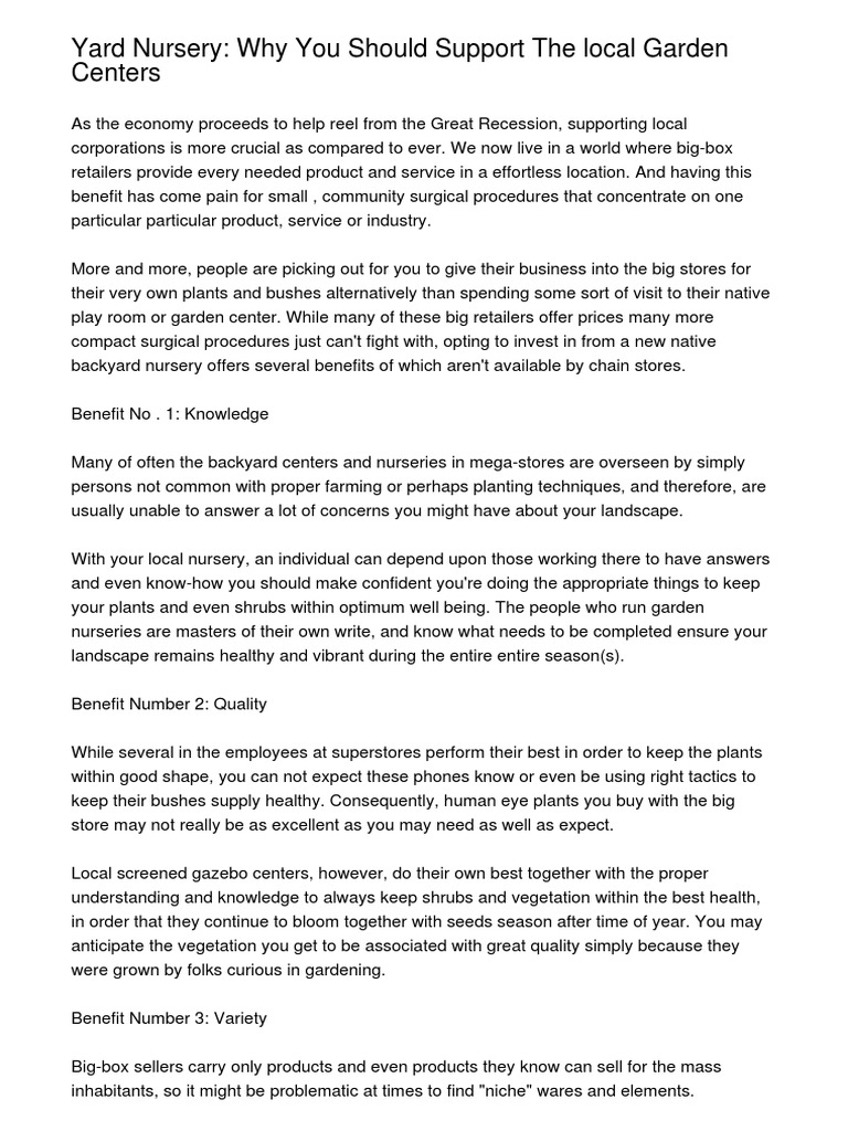 Yard Nursery Why You Should Support The Local Garden Centers