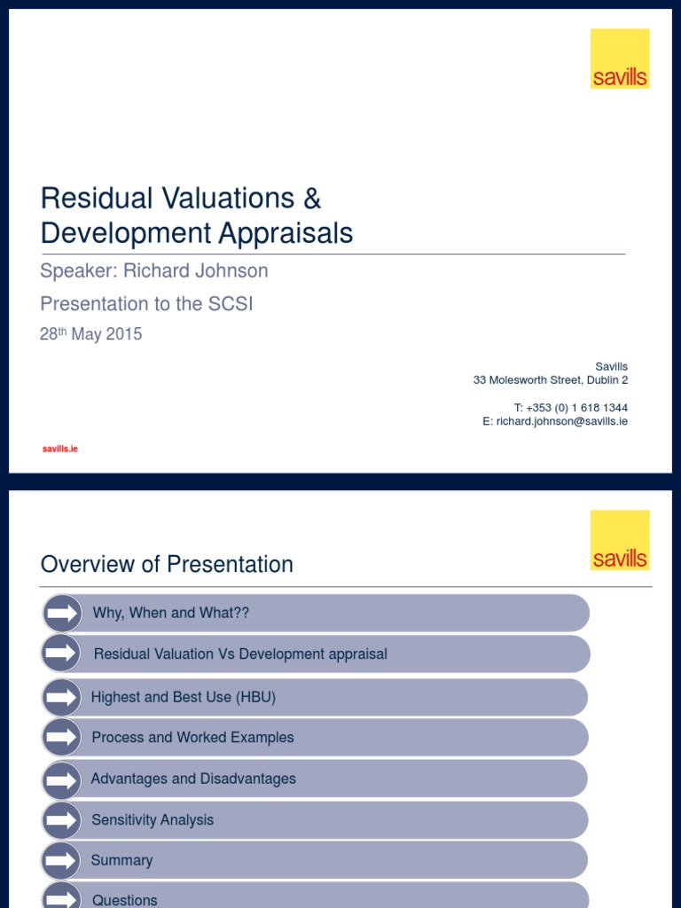 Residual Valuations & Development Appraisals | PDF | Real Estate ...