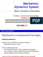 Mechanics: Dynamics System: Review:Basic Concepts of Kinematics