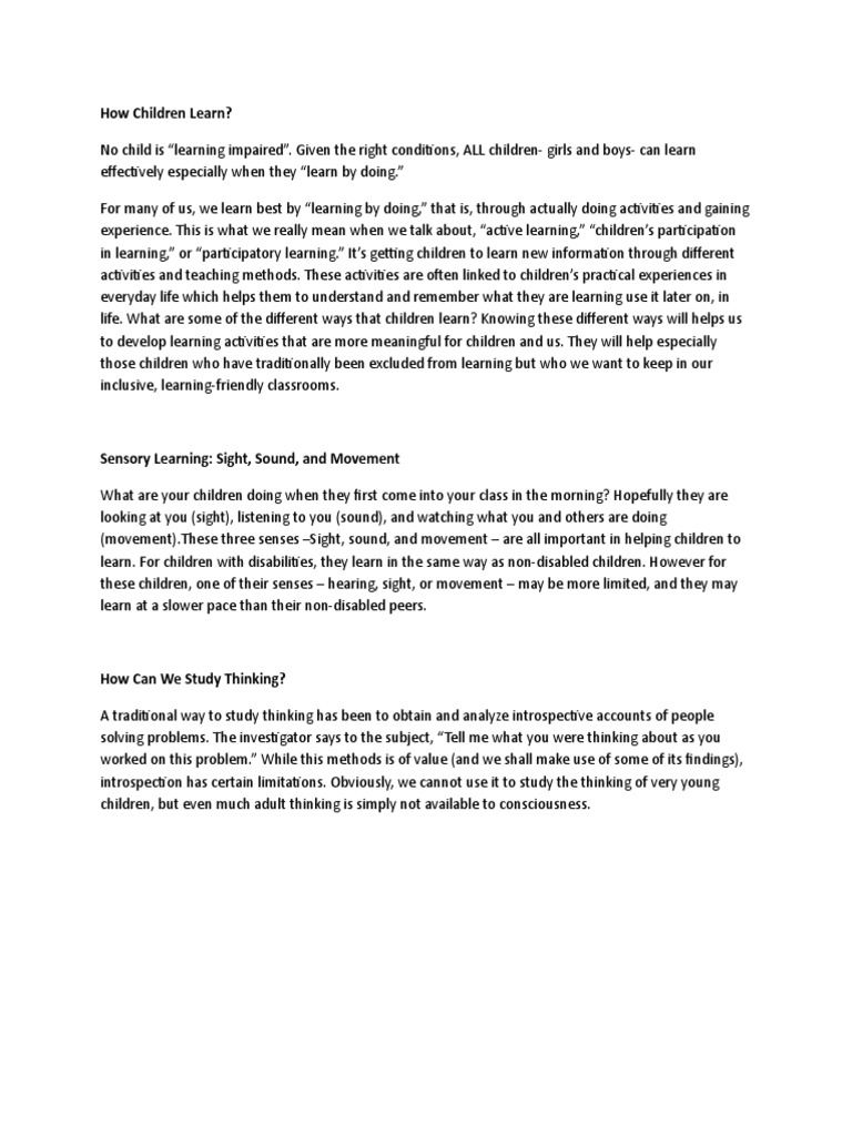 How Children Learn? | PDF | Self-Improvement | Science & Mathematics