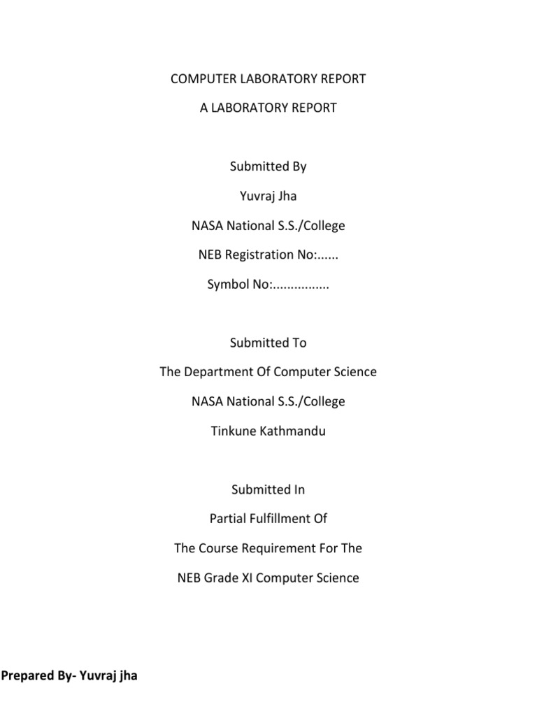 Grade XI Computer Lab Report | PDF