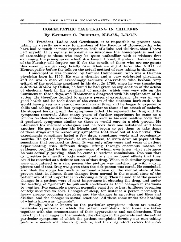 Homoeopathic Case-Taking in Children | PDF | Homeopathy | Cough