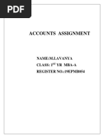 Accounts Assignment: Name:M.Lavanya Class: 1 Yr Mba-A Register No.:19Epmb054