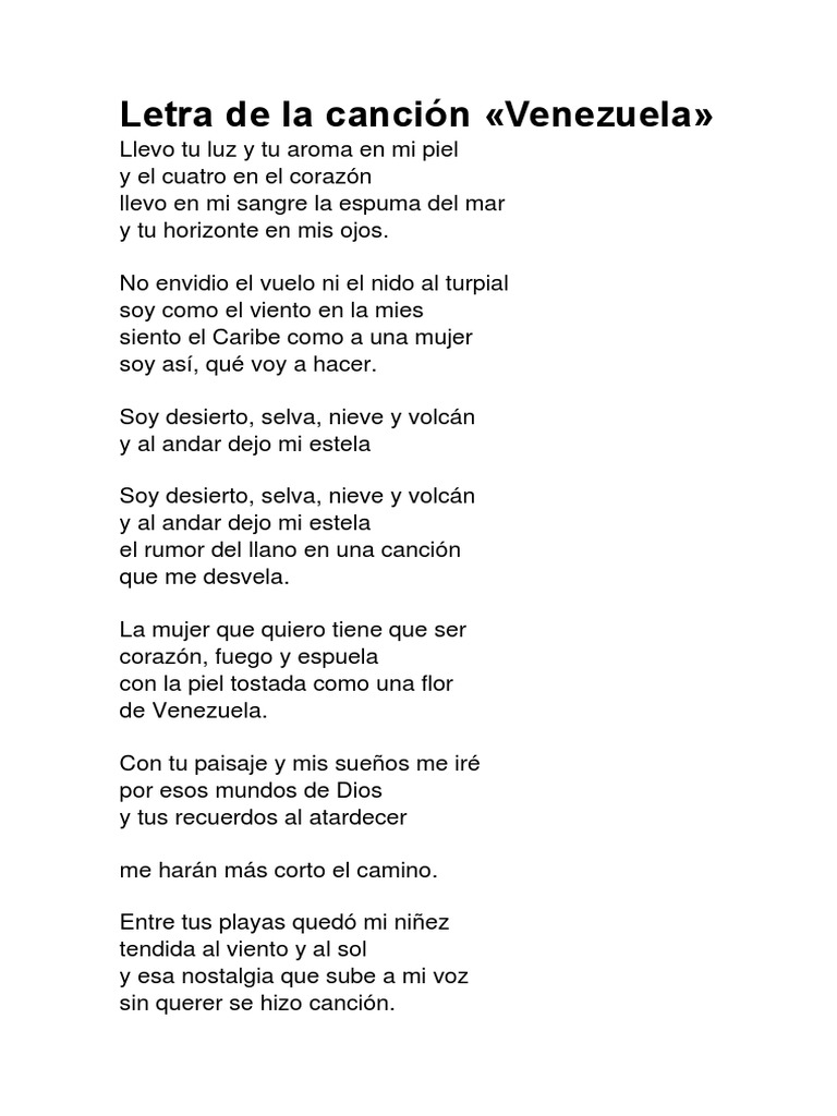 Letra de la canción 