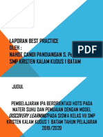 Laporan Best Practice Oleh: Nahot Candi Pandiangan S. PD SMP Kristen Kalam Kudus 1 Batam