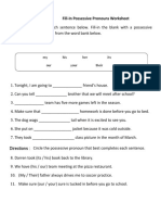 Fill-In Possessive Pronouns Worksheet: My His Her Its Our Your Their
