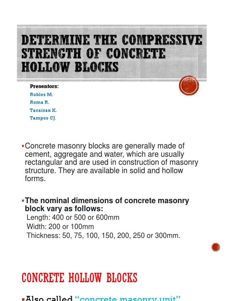 Determine The Compressive Strength of Concrete Hollow Blocks | PDF ...