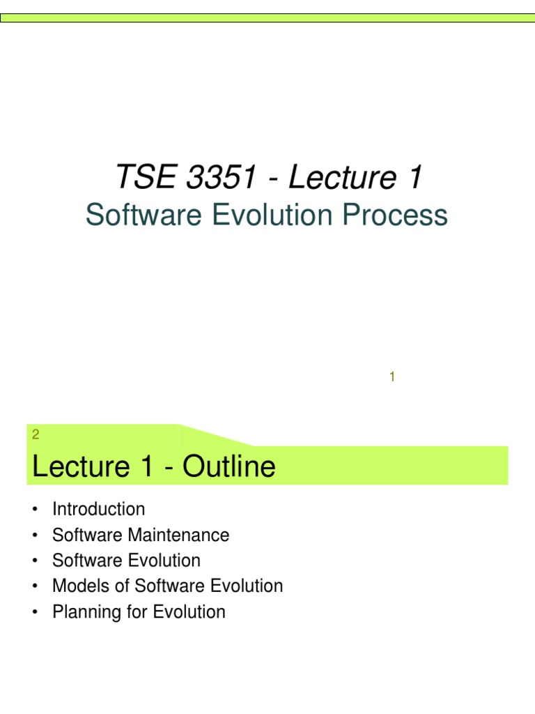 Lecture 1 - Software Evolution Process | PDF | Software Development