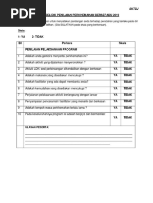 Borang Soal Selidik Perkhemahan Pdf