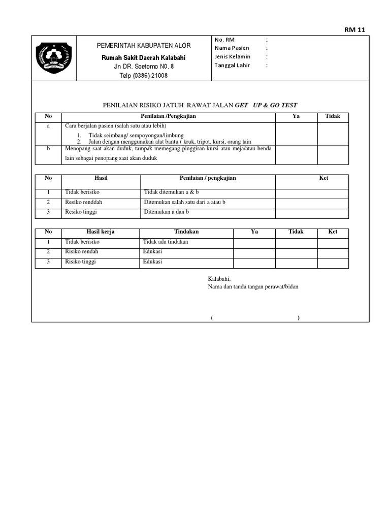 Form Asesmen Resiko Jatuh Rawat Jalan Pdf