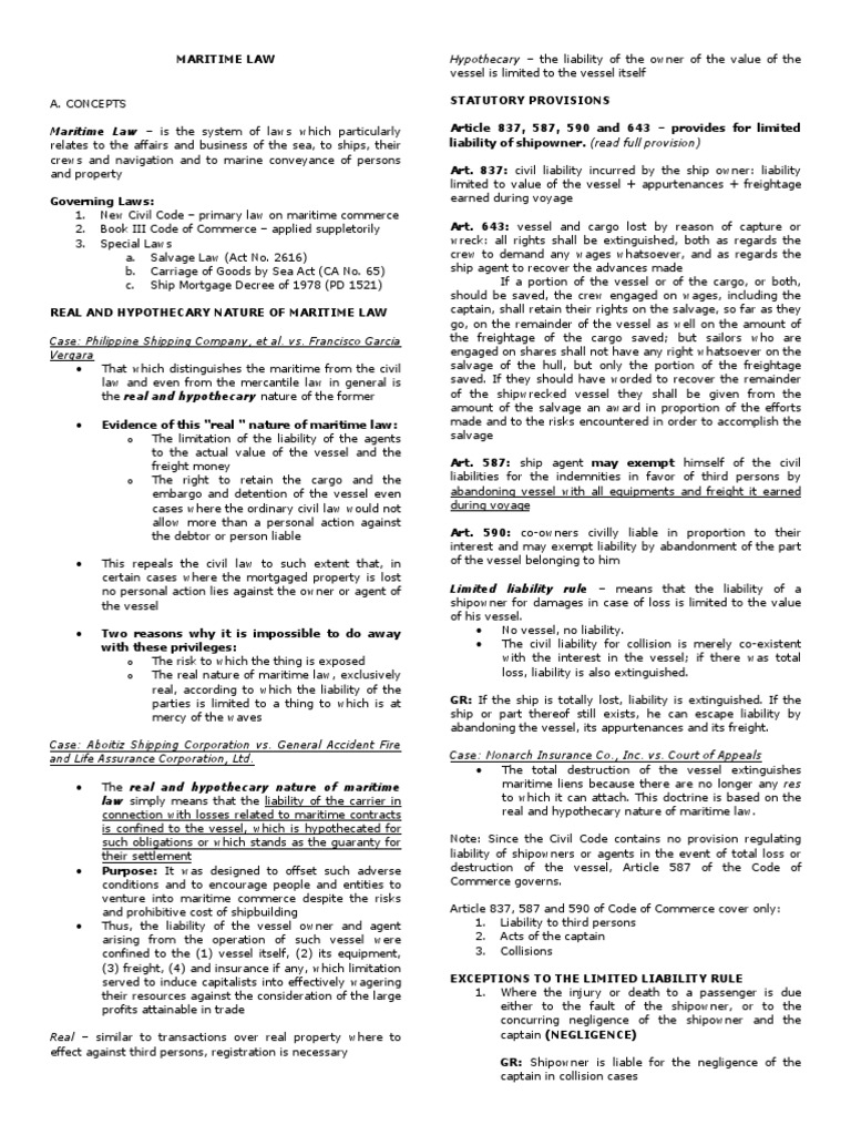 Maritime Law Is The System of Laws Which Particularly PDF