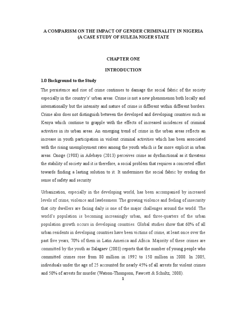 Gender and Crime in Nigeria | PDF | Sampling (Statistics) | Violence