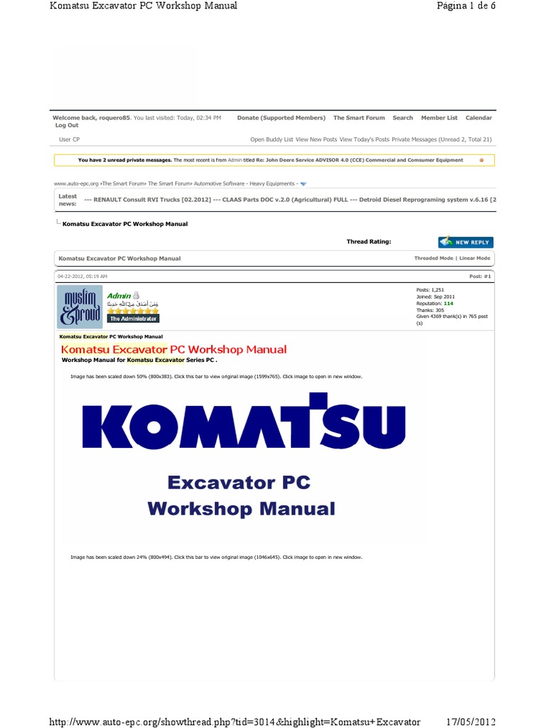 Komatsu Excavator PC Workshop Manual | Internet Forum | Microsoft