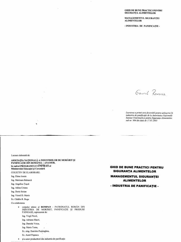 Ghid De Bune Practici In Industria De Panificatie