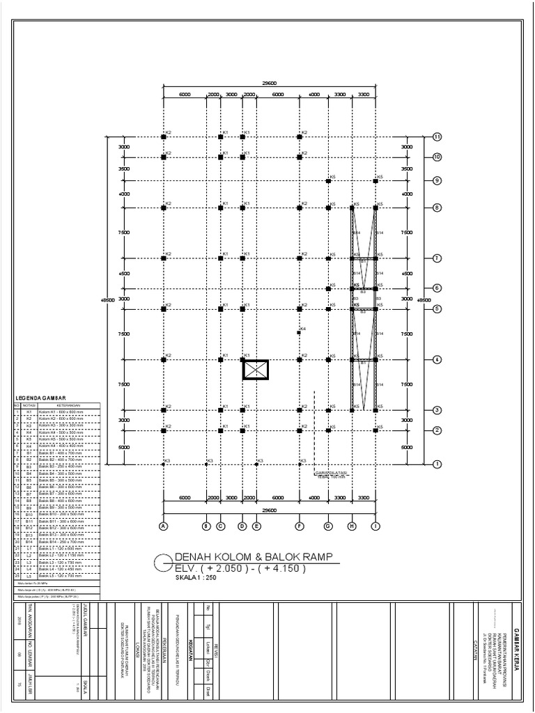 Denah Kolom dan Balok Ramp ELV | PDF