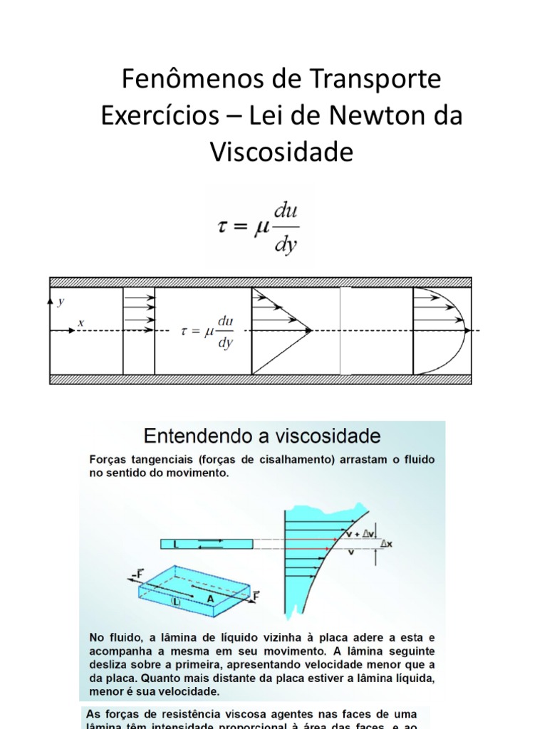 Exercícios - Lei de Newton Da Viscosidade | PDF
