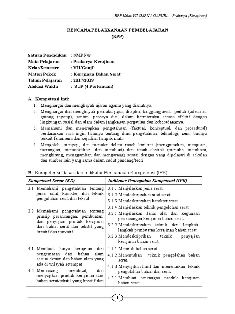 Bab 1 Kerajinan Bahan Serat Pdf