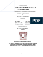 Study of Manufacture of Steam Turbine Blades: A Mini Project Report On