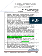 Rajasthan Technical University, Kota: Syllabus 3 Year - V Semester: B.Tech.: Mechanical Engineering