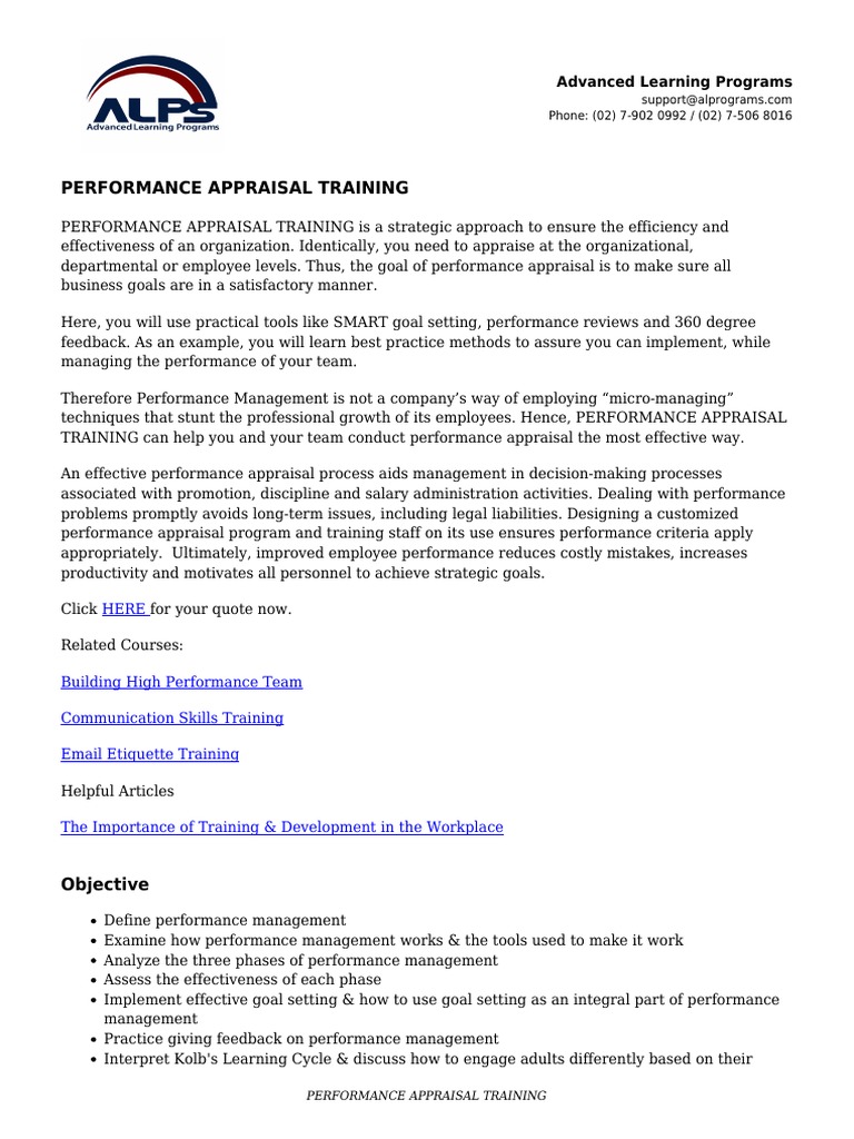 Performance Appraisal Training Overview | PDF | Performance Management ...