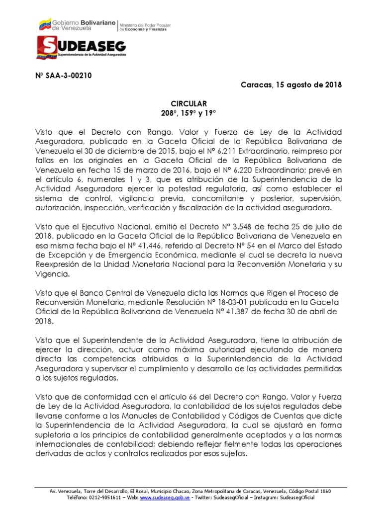 Circular Reconversion Monetaria Agosto 2018 | PDF | Venezuela | Gobierno