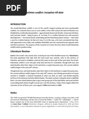 Israeli Palestinian Conflict Pdf Palestinians Israel