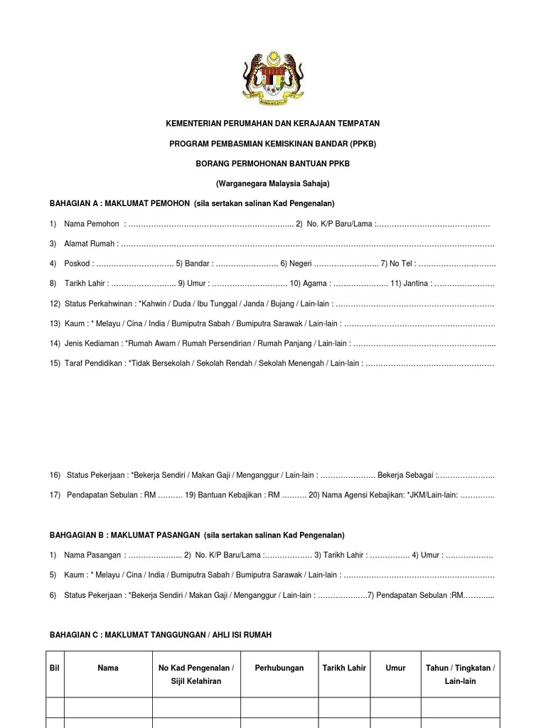 Borang Bantuan Perumahan Pdf