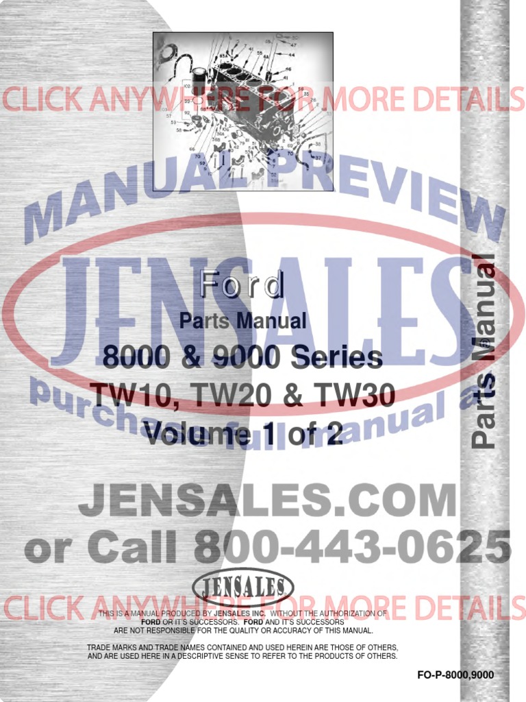 Ford Tractor Parts Manual Fo P 8000 9000 | Engines | Vehicle