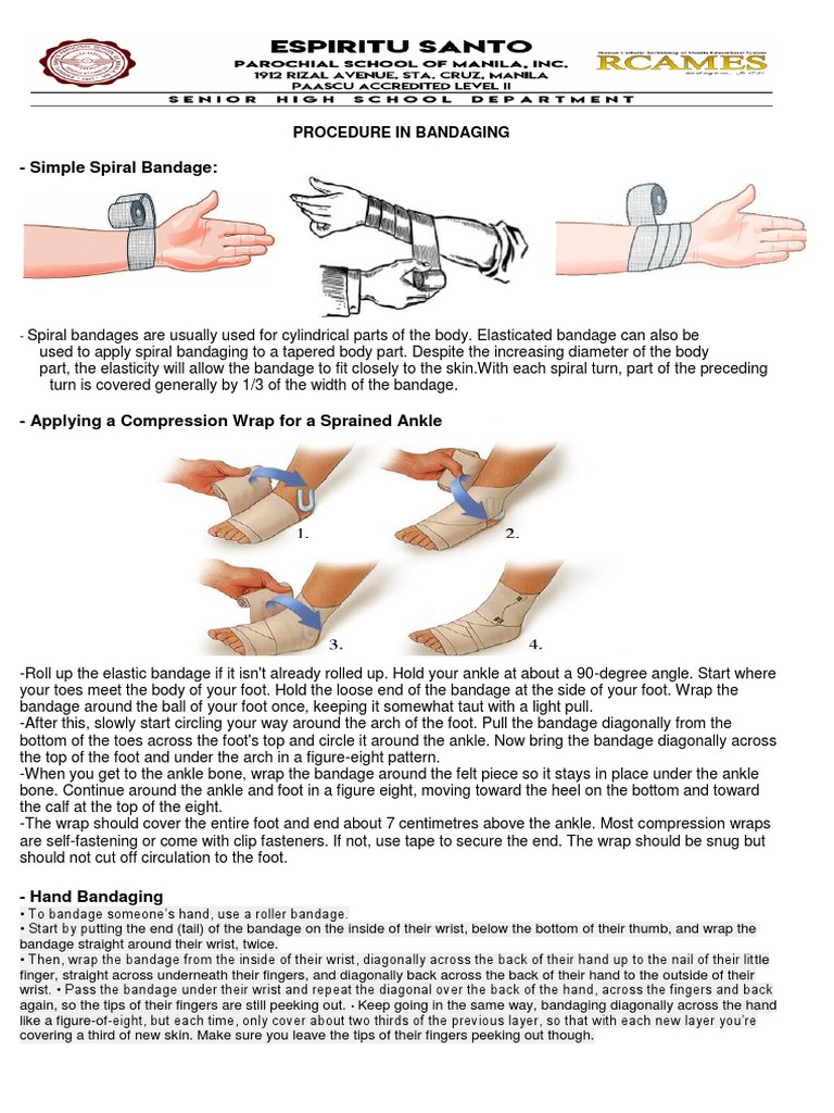 Simple Spiral Bandage Procedure in Bandaging PDF Foot Sports
