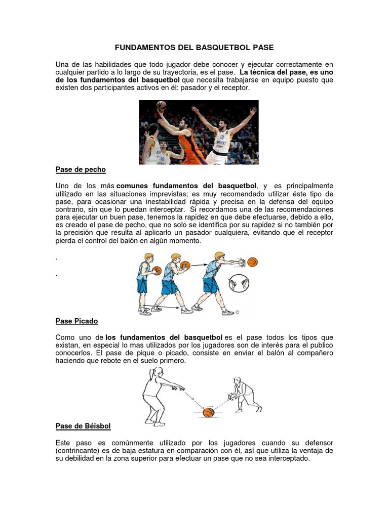 Fundamentos Del Basquetbol Pase | PDF | Asociación de Futbol | Ocio