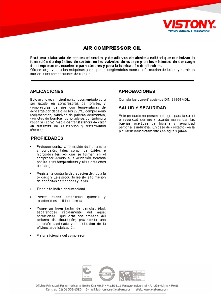 Aceite para Compresores de Aire | PDF | Lubricante | Corrosión