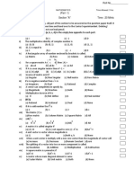 MATHEMATICS exam section A multiple choice questions