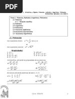 T2 - Potencias, Radicales y Logaritmos. Polinomios