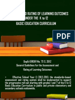 Assessment and Rating of Learning Outcomes Under The K To 12 Basic Education Curriculum