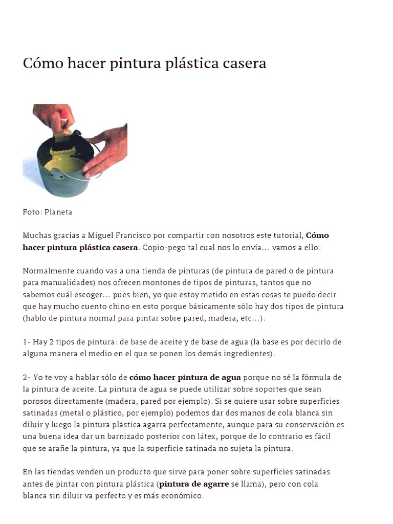 Pintura Plástica Casera: Guía Fácil | PDF | Pigmento | Pintar, image size:768x1024