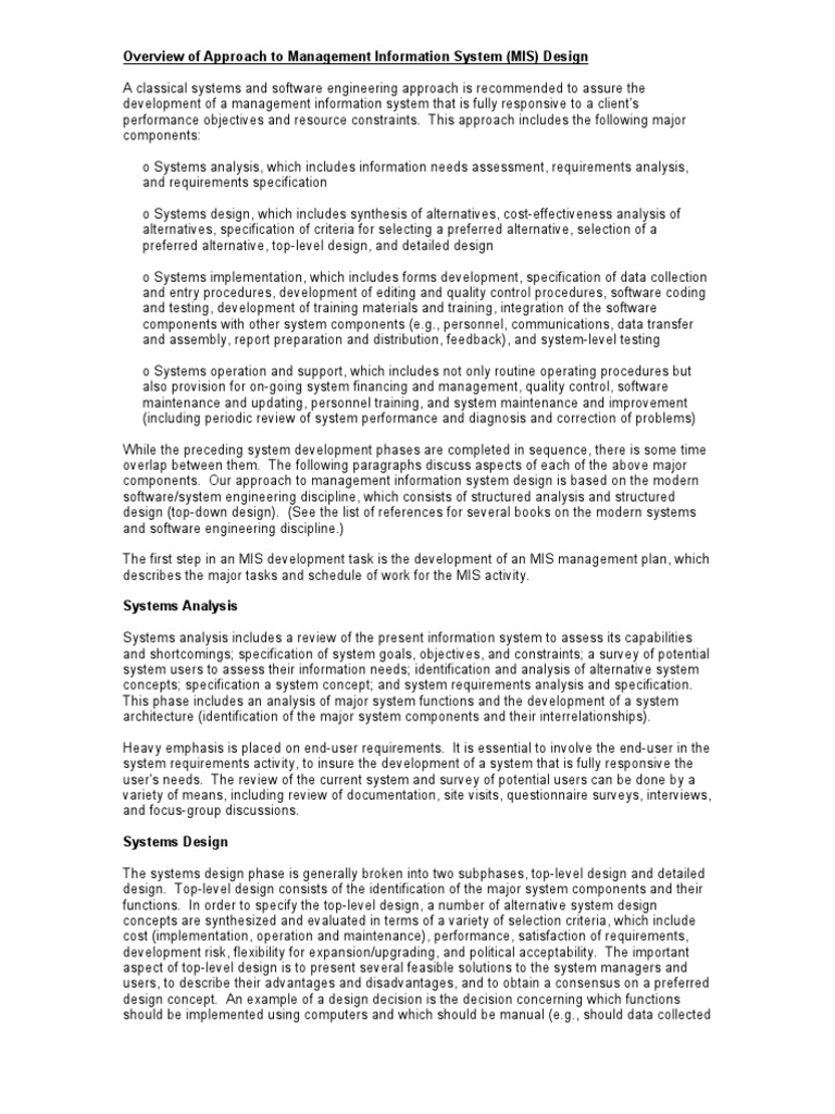 Overview of Approach To Management Information System | PDF