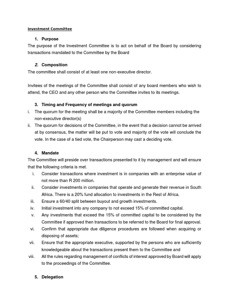 6.3 Investment Committee PDF Board Of Directors Committee