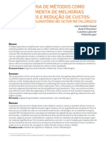 A Engenharia de Métodos Como Uma Ferramenta de Melhorias Processuais e Redução de Custos: Um Estudo Exploratório No Setor Metalúrgico