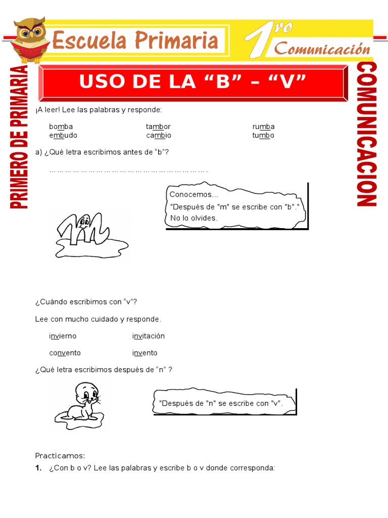 Uso de La B y V para Primero de Primaria | PDF