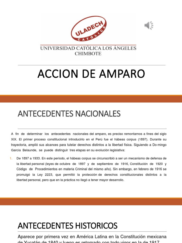 Accion de Amparo - Diapositivas | PDF | Derecho Constitucional | Habeas ...