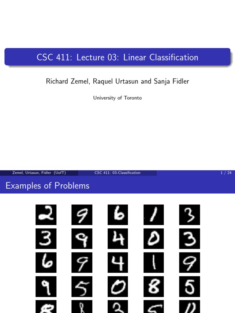 Linear Classification Concepts in CSC 411 | PDF | Statistical ...
