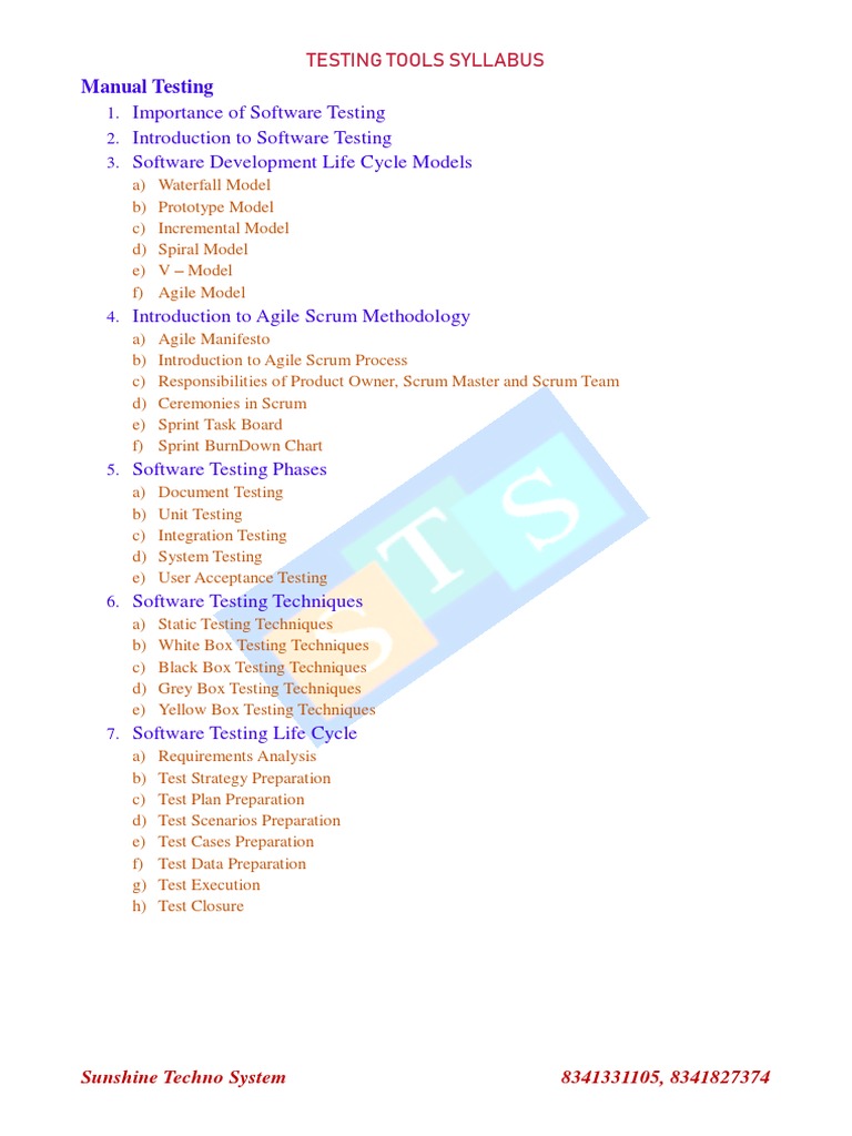 Testing Syllabus Ssts PDF Software Testing Software Development