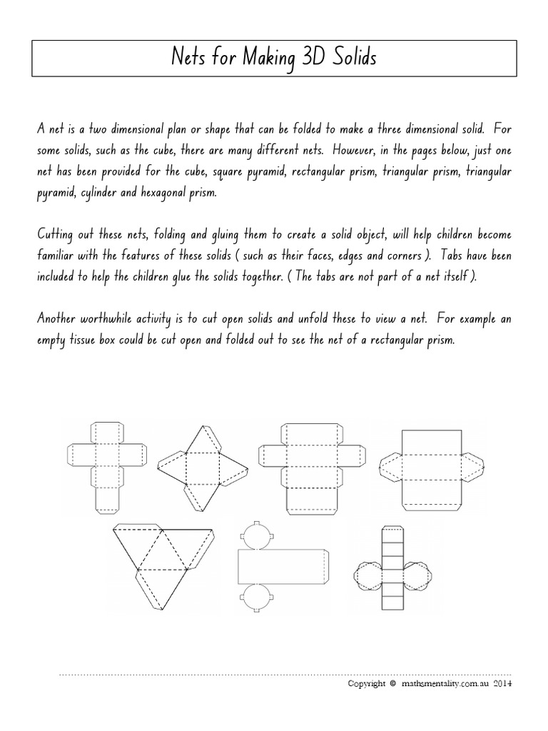 Nets For Making Solids U Geometric Shapes Polytopes