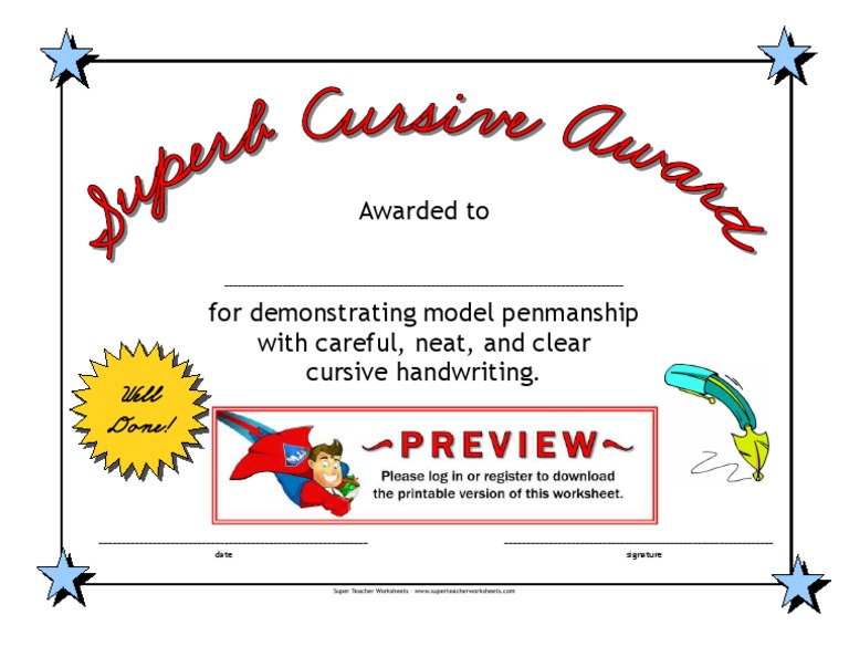 Cursive Handwriting Award Certificate | PDF