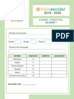 Examen Trimestra Cuarto Grado BLOQUE1 2019 2020